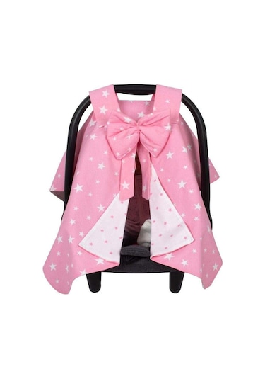 Sevi Bebe Fiyonklu Ana Kucağı Örtüsü Art-204 Pembe Yıldız-9084337367143