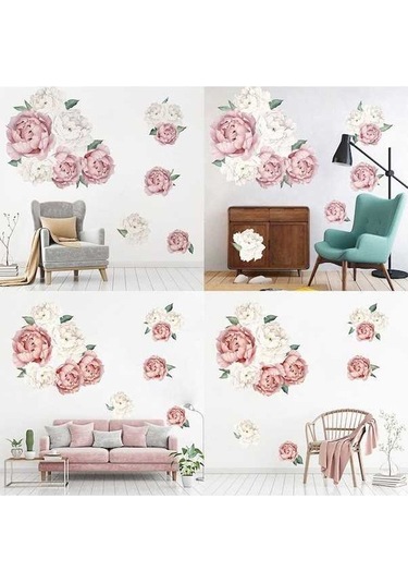 Dancemonkey Kendiliğinden Yapışan Pembe Şakayık Çiçek Duvar Stickerı - Su Geçirmez & Çıkarılabilir Koyu Pembe Koyu Pembe