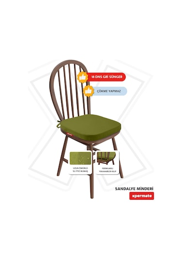 Xpermate 2'li Standartfit Oval Sandalye Minderi 42x42x5 Yeşil