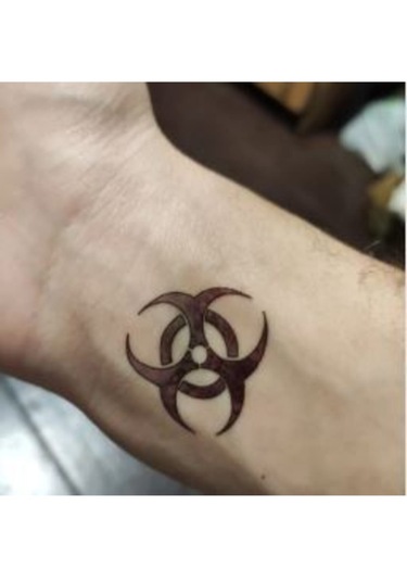 Geçici Dövme Tehlike Işareti Kimyasal Radyoaktif Atık El Kol Bilek Dövmesi Tattoo