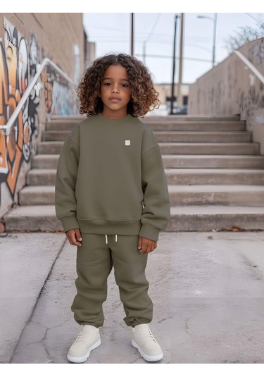 Bisiklet Yaka Eşofman Takımı Haki