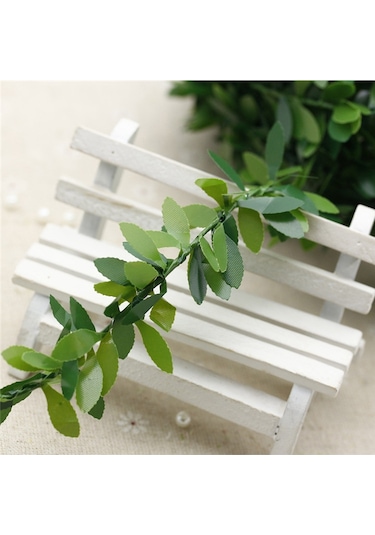 Tel Yaprak Şerit Yapay Taç Sarmaşık Süs 3mt 3mt Ledli Yeşil