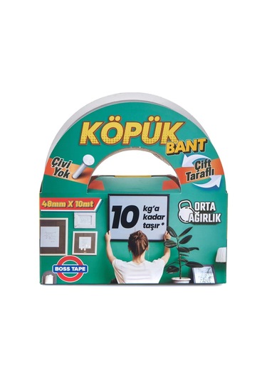 Boss Tape 2701 Çift Taraflı Köpük Bant 48mmx10m Orta Ağırlık 10kg