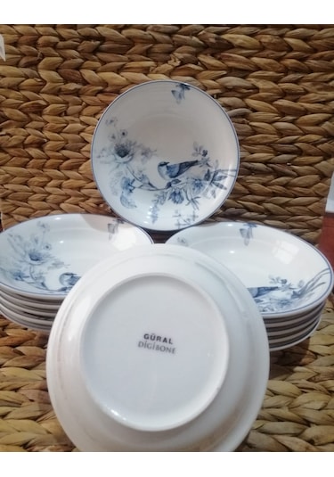 Güral Porselen Kuş Model 17 Cm 12 Adet Çukur Tabak