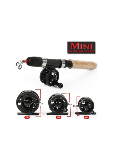 Kış Balıkçılığı İçin Buz Olta Ve Makara Seti Buzda Balıkçılık Sentetik Ahşap Saplı Olta Takımı Rod & 40 Reel