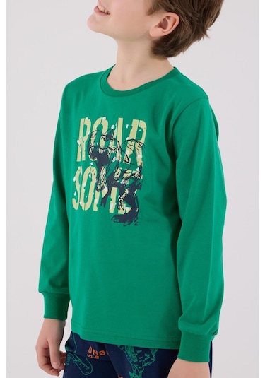 Rolypoly Erkek Çocuk Uzun Kol Pijama Takım Orman Yeşili-1868 Yeşil