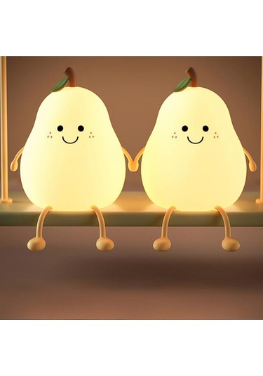 Folinda Meyve Şekilli Silikon Gece Lambası, 7 Renkli Işık, 1200mah Şarj Edilebilir, Yumuşak Dokunuş, Bebek Odası Dekoru,情侣 Hediyesi Haki