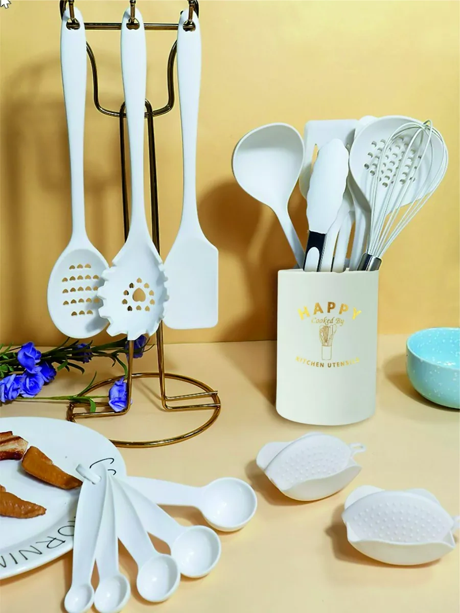 Home&sweet Silikon Spatu Mutfak Seti 21 Parça + Stand 207424370 Bej