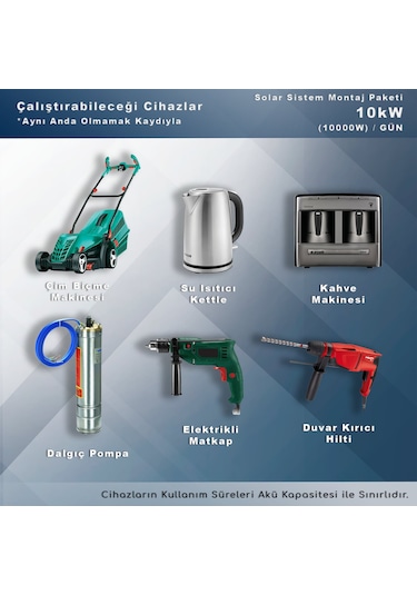 Matech 10 KW Solar Paket Sistem 10000W/gün