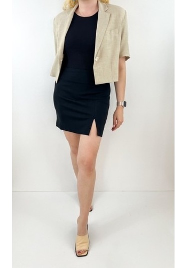 Modaonna Yırtmaçlı Siyah Mini Etek Siyah