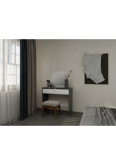 Huzur Makyaj Masası Koyugri Renk Gri