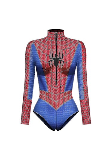 Kadın Örümcek Adam İskelet Kemik Mayolu Bodysuit Cadılar Bayramı Partisi Kostümü Stil 4 S