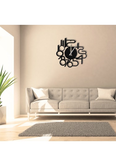 Ev, Ofis Ve Kafe Dekoru Için Sessiz Duvar Saati 40 Cm Siyah Met Siyah