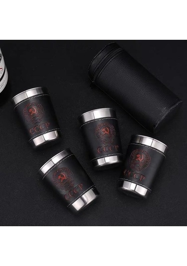Trendooze Votka Taşınabilir Shot Şarap Rusya Pu Paslanmaz Mini Kişiselleştirilmiş Kılıf Çelik Bardağı Bardağı B Adet/takım 56864453 4 304 30 Ds