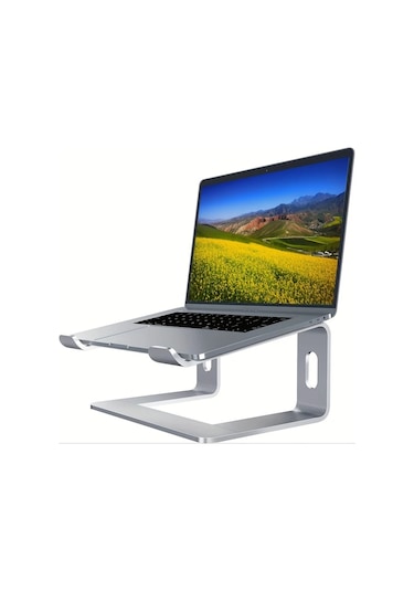 Willowhaven Gri 10-13 İnç Ayarlanabilir Alüminyum Laptop Standı Soğutucu Ped Ergonomik Masaüstü Dizüstü Bilgisayar Sehpası