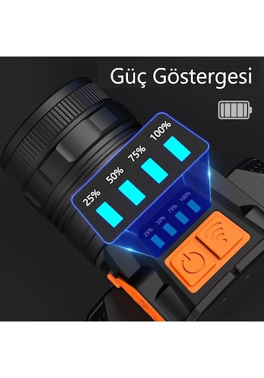 YCL 10 W 3 Modlu Şarjlı Powerbank Özellikli Kafa Lambası -YIS-205 Siyah