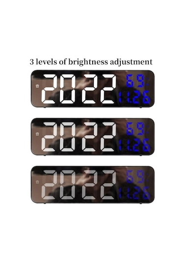 Mavi 9 İnç Büyük Dijital Duvar Saati Sıcaklık Ve Nem Göstergesi Gece Modu Masa Çalar Saat 12/24h