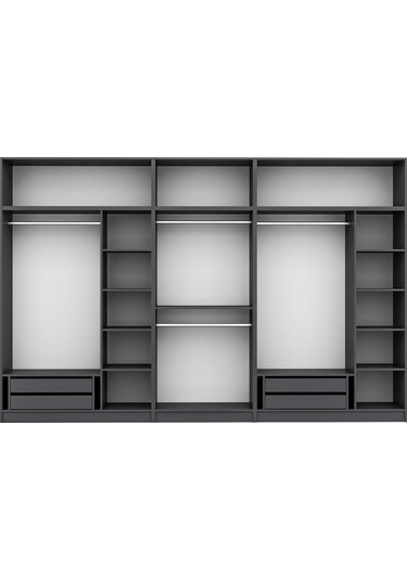 Kale 8 Kapaklı 4 İç Çekmeceli Dolap Ve Yüklük Antrasit Mebran İlkbahar 255cm Antrasit