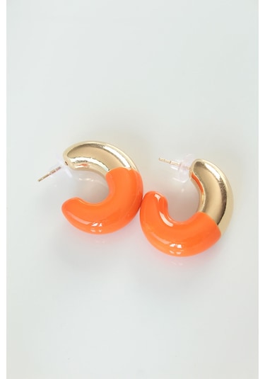 Ezoconcept Ccb Turuncu Gold Çift Renk Küpe Çok Renkli