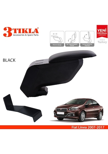 Fiat Linea 2007-2017 Delmesiz Çelik Ayaklı Siyah Kolçak Kol Dayama