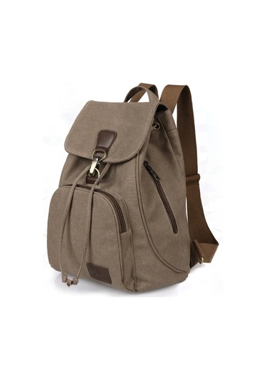 Dawndesslo Kadın Vintage Keten Sırt Çantası - Seyahat Ve Okul İçin Omuz Askılı Dizüstü Çantabej Bej