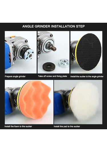 Yunboo Otomobil Cila Spreyi Yumuşak Sponge Seti 7 Adet Turuncu 5 İnç Boyutlu M10 Delikli