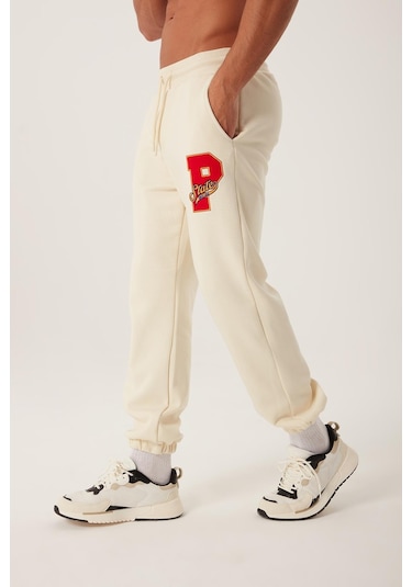 Polo State Erkek Jogger 3 İplik Eşofman Altı Ekru