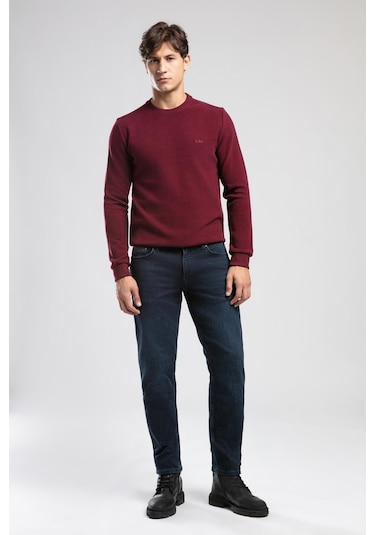 Newdwade Erkek O Yaka Sweatshirt Bordo-20959 Bordo