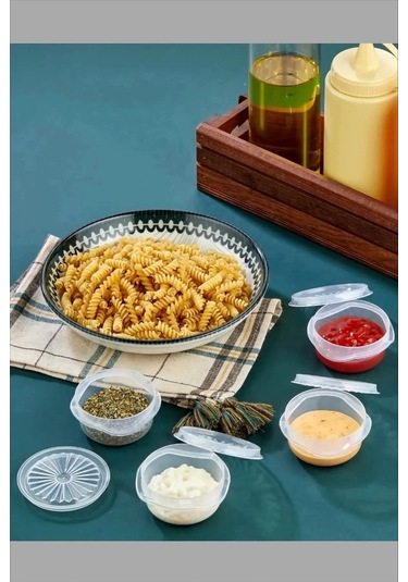 9 Lu Yelpaze Kapaklı Şeffaf Mini Sosluk - Ketçap Mayonez Kabı- Kahve Yanı Şeker Lokumluk Çok Renkli