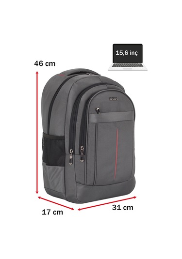 Dada 01 Gri Laptop Sırt Çantası 15,6 İnç Usb Type-c Şarj Aparatı Darbe Emici Koruma