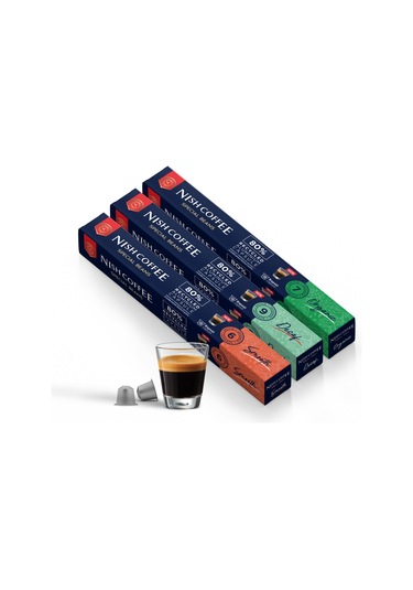 Nish Coffee Nespresso Uyumlu Kapsül Kahve 3'lü Set Smooth,decaf, Organik -30 Adet Kapsül Kahve