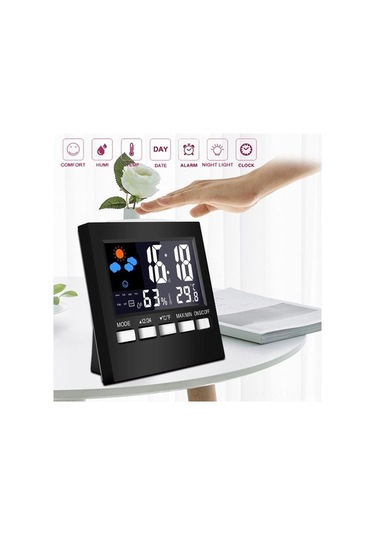 Ulzyvf Renkli Lcd Ekranlı Dijital Sıcaklık Nem Saati - Ev Kullanımı İçin Masaüstü Küçük Boyutlu