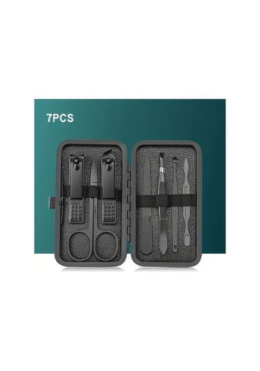Venturemart Paslanmaz Çelik 7/10/16/18pcs Siyah Manikür Kiti Pedikür Seti Makas Çivi Kesme Tımar Araç