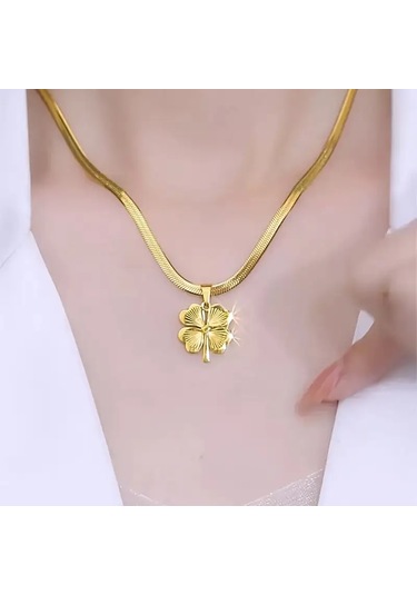 Altın Dilek Altın Kaplama Yonca Şeklinde Kadın Kolye Çok Renkli