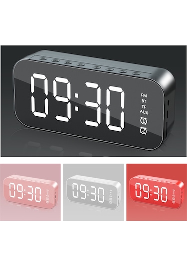 Reedark Pembe Mini Masa Saati: Bluetooth Hoparlör, Fm Radyo, Ayna Ve İki Alarm Özelliğiyle Akıllı Ev Aletleri