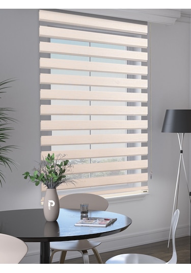Br Perle Krem Renk Bambu Stor Zebra Perde Yüksek Kalite Alüminyum Kasa Krem
