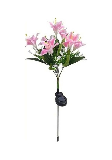 Fastbuy Turcoshop11 Pembe 7 Başlı Güneş Enerjili Zambak Bahçe Dekorasyon Led Işık Bahçinde Güzel Yansıtır