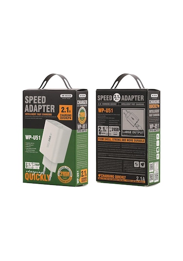 WK WP-U51 2.1A Hızlı Şarj Çift USB Bağlantı Noktalı Şarj Cihazı