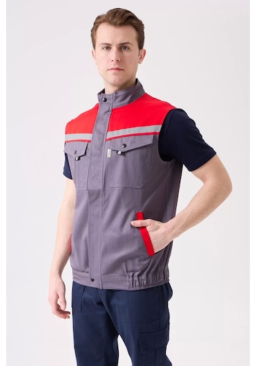 İş Yeleği Gabardin Kumas Yazlık Grikırmızı Reflektörlü Royal Hafif Nefes Alabilir Çok Cepli Gri-kırmızı İş Yeleği Gabardin Kumas Yazlık Grikırmızı Reflektörlü Royal Hafif Nefes Alabilir Çok Cepli Gri-kırmızı