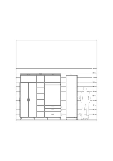 Kronos Dolap 9 Raflı 3 Çekmeceli 2 Askılı 220x59x243 Çam-çam/çam Atlas Çam/atlas Çam
