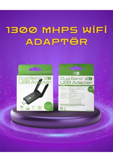 Yüksek Hızlı 1200 Mbps Çift Bant Usb Wifi Adaptör - Güçlü Sinyal, Geniş Uyumluluk