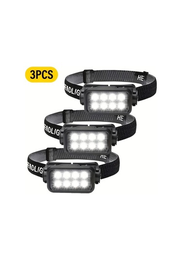 Xuweiwei 3 Parça Goldencentury Şarj Edilebilir 8 Led Outdoor Baş Feneri 5 Modlu Usb Şarjlı 18650 Pil Kampçılık Koşu Balık Tutma Acil Durumlar Bakır - Siyah