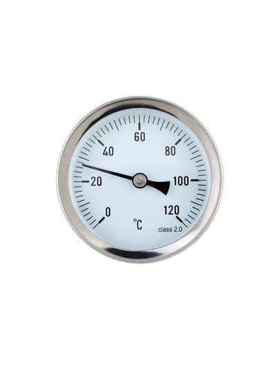 Hangfox Sıvı Sıcaklık Ölçer 0-120 C - Alüminyum Kasa, 63mm Gösterge, 1/2 Bsp Vida, Suya Dayanıklı, Yatay Montaj