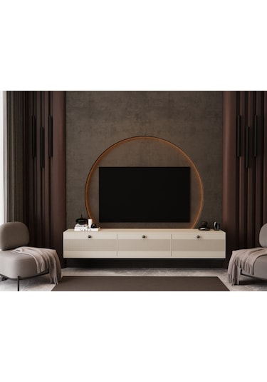 Melura Tv Ünitesi - Tv Sehpası 200 Cm Duvara Monte %100 Mdf Kumtaşı