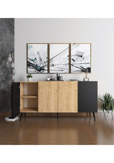 Floradesign Saphire Konsol / Konsol / Çok Amaçlı Dolap 160 Cm Meşe-siyah