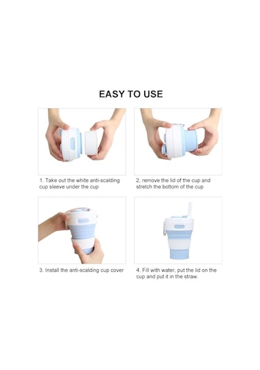 Katlanır Silikon Teleskopik Su Içme Kupası 001 350 Ml