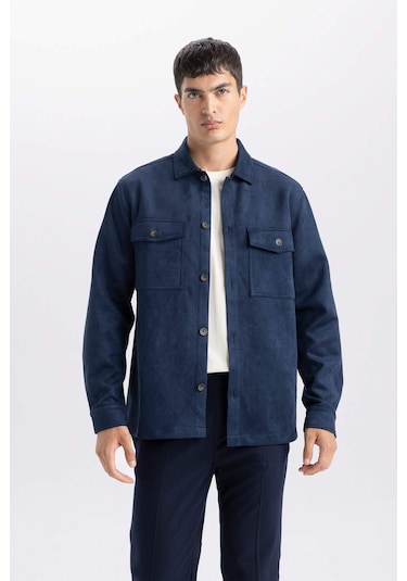 DeFacto Regular Fit Polo Yaka Süet Gömlek Ceket D3379AX25SPNV256