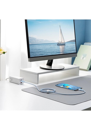 Baseus Pudding Type-C To Type-C 100 W Hızlı Şarj Kablosu 1.2 M. Mavi