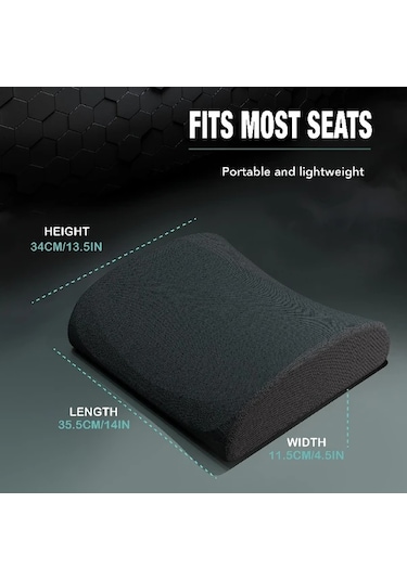 Xuweiwei Siyah Memory Foam Bel Desteği Yastığı - Ofis Ve Araç Koltuğu İçin Ergonomik Koltuk Desteği Siyah