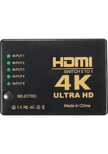 Hdmi Çoklayıcı 5 Port 4K Kumandalı Ultra Hd Hdmi Switch Splitter
